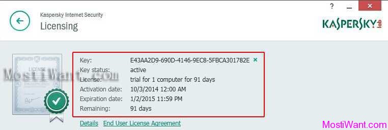 kaspersky internet security apk license key